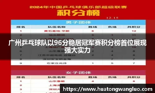 广州乒乓球队以96分稳居冠军赛积分榜首位展现强大实力