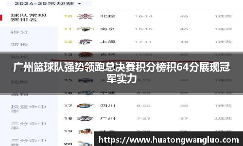 广州篮球队强势领跑总决赛积分榜积64分展现冠军实力